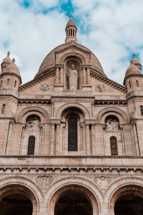 Free Facade of Sacre-Coeur Basilica in Paris, France Stock Photo