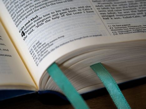 Close-Up Photo of Book Page With Green Book Mark
