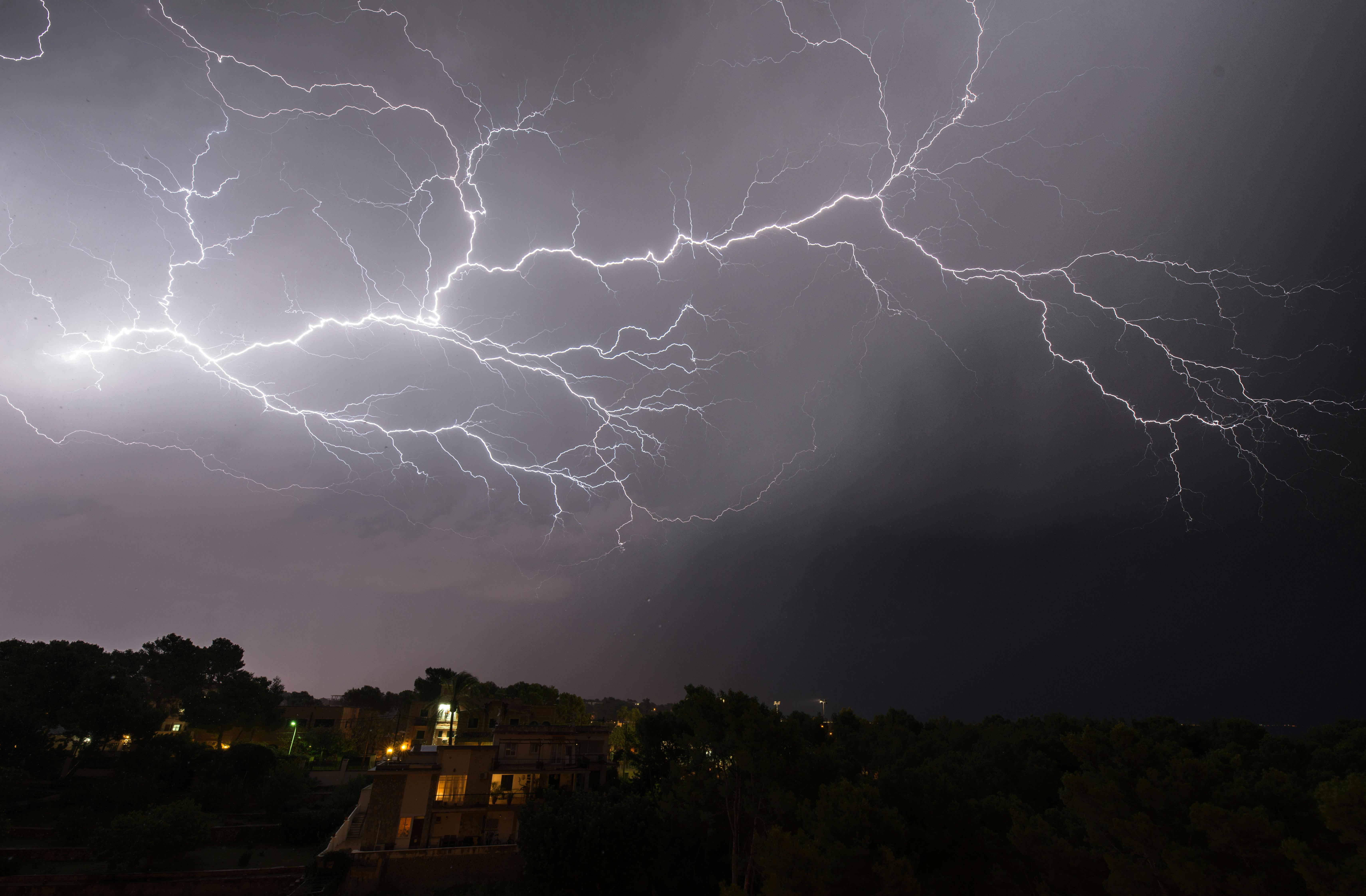 lightning during night time