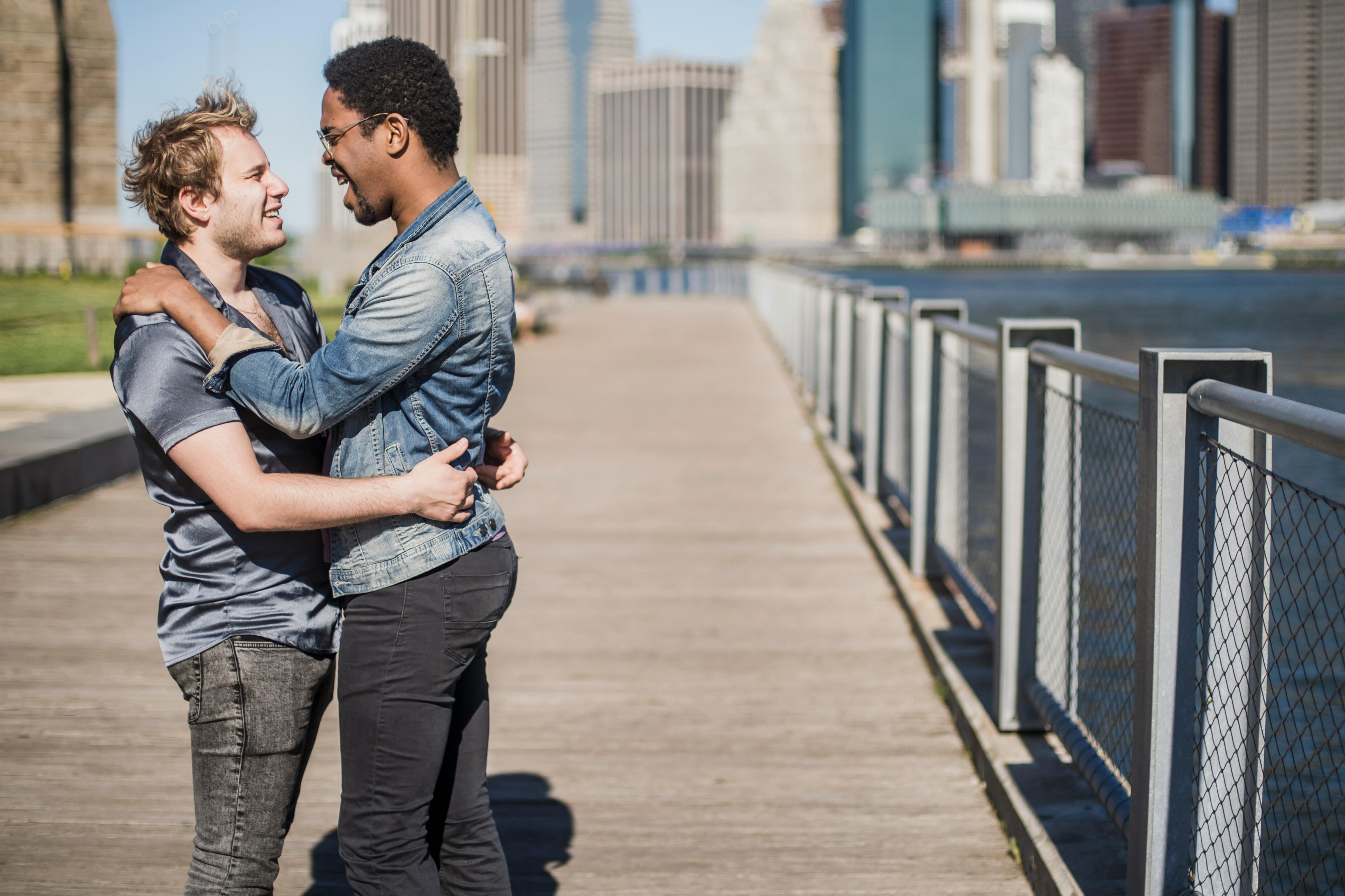 couple looking at each other and talking