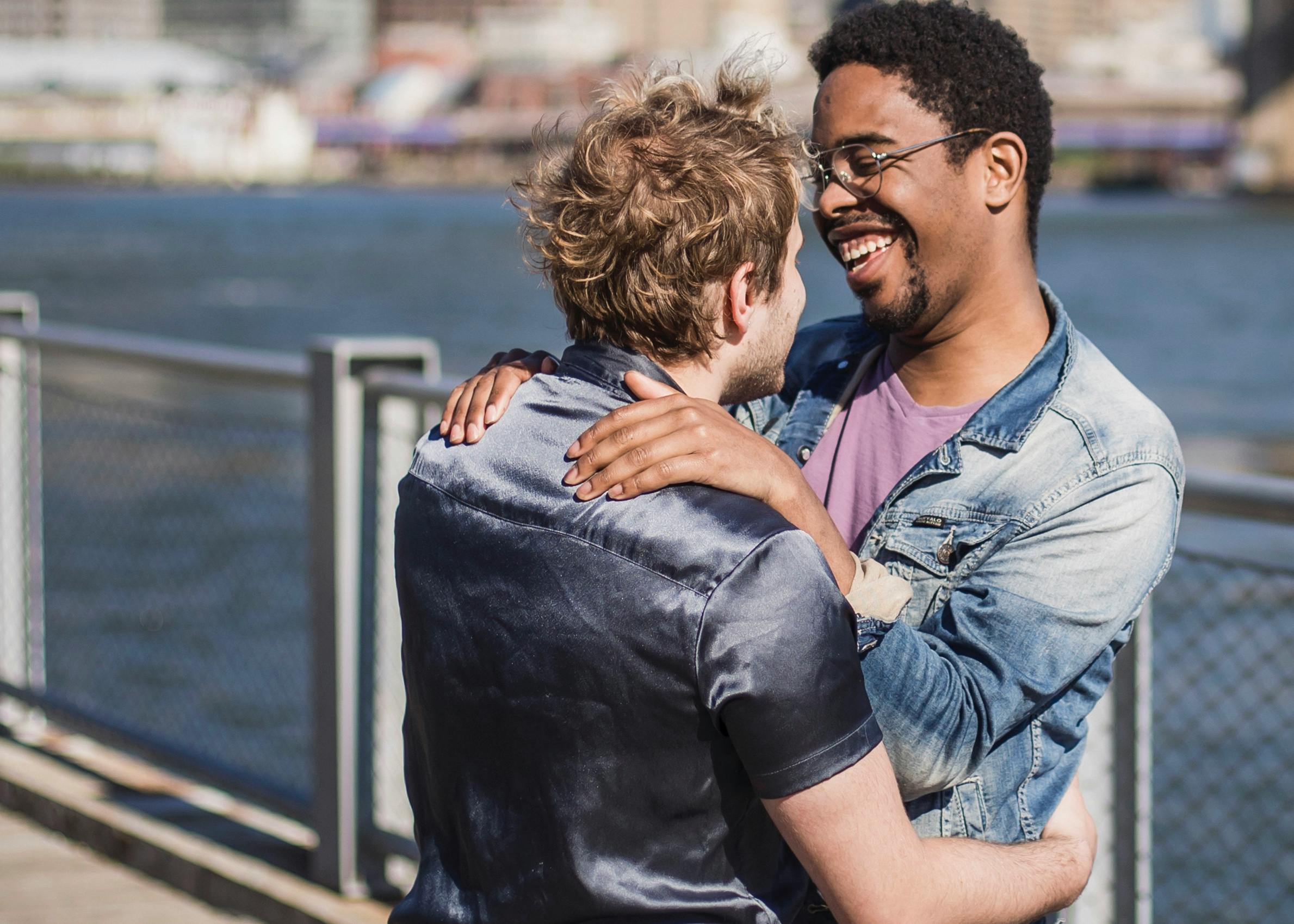 happy couple embracing