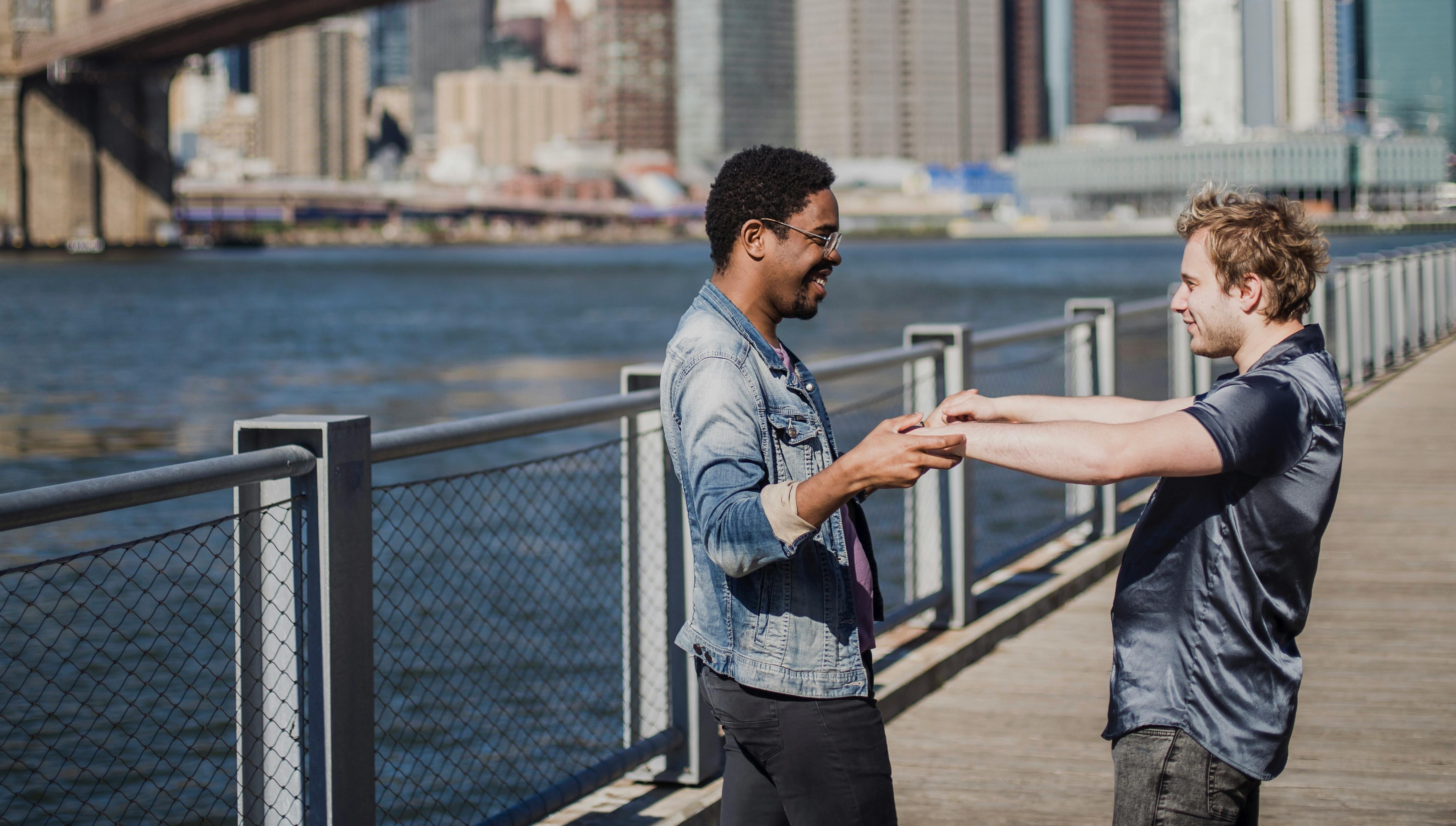 happy couple holding hands