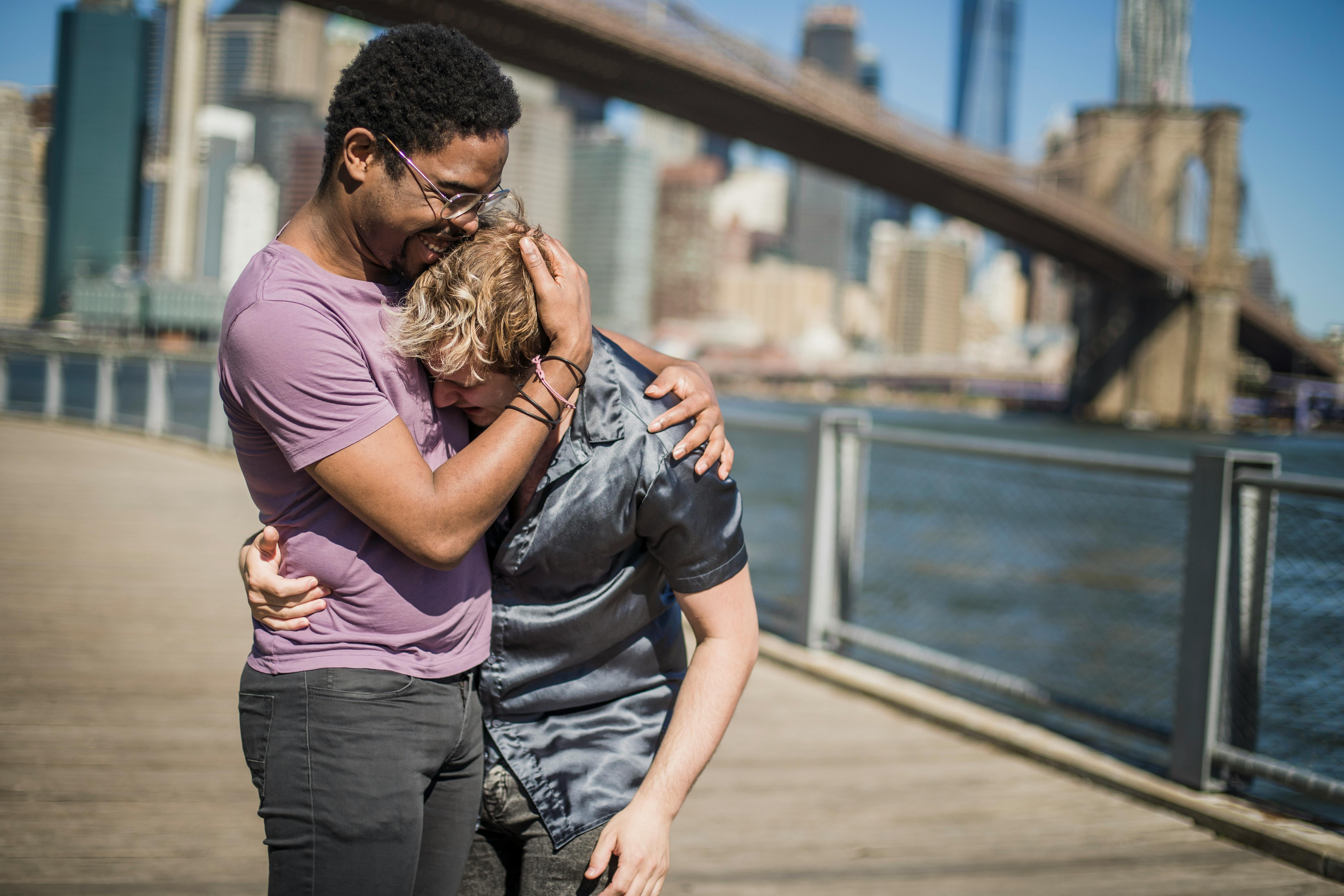 two men hugging