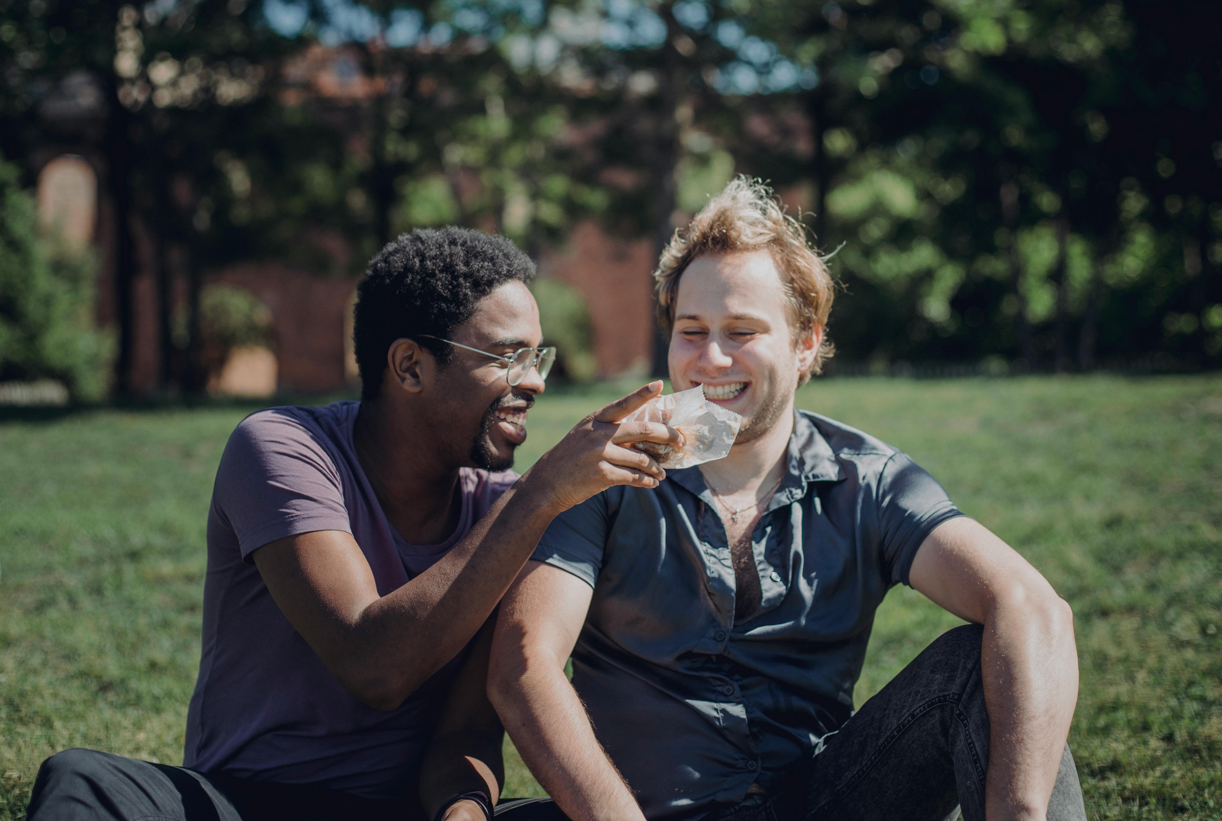 two men smiling