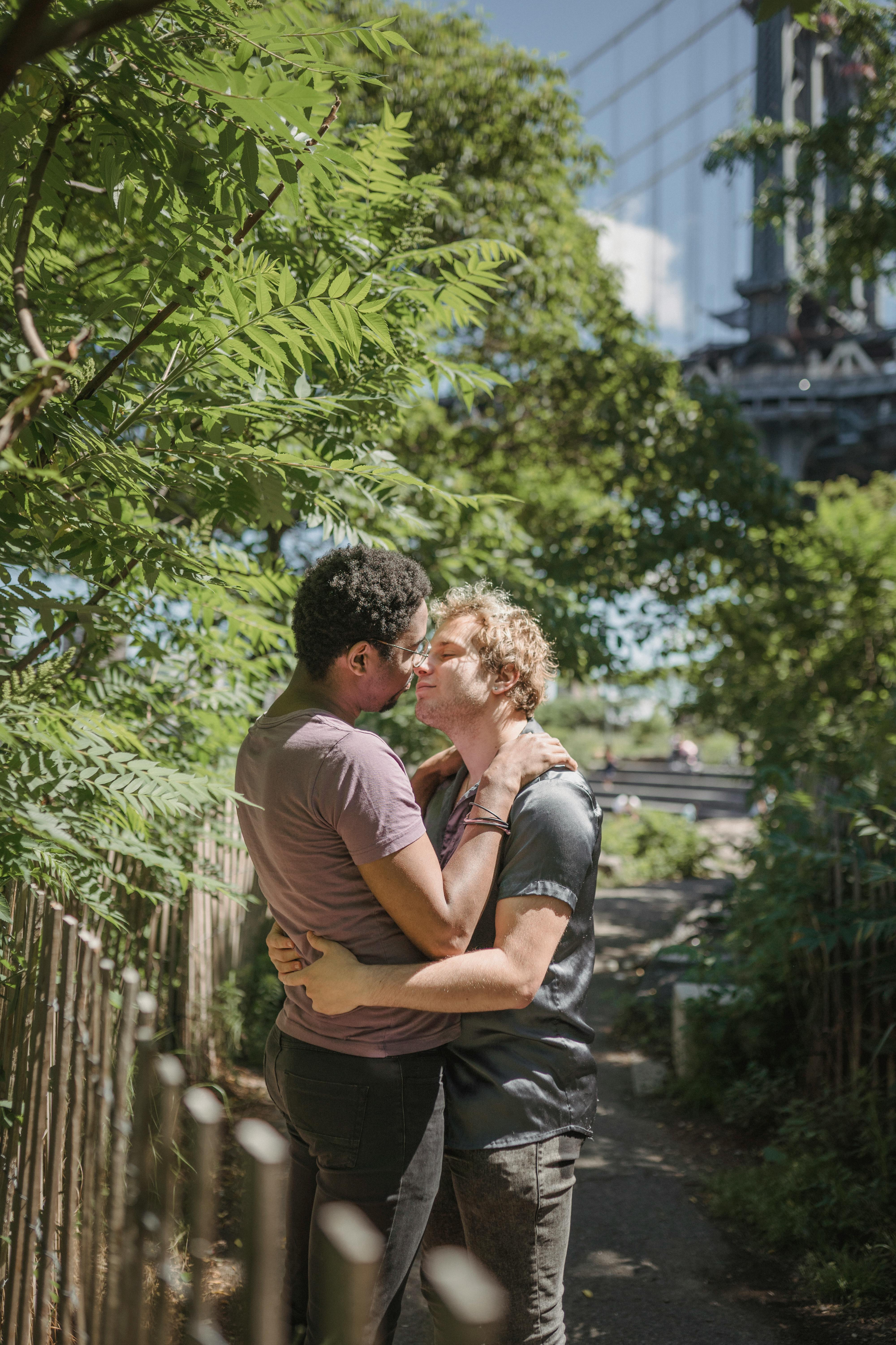 two men about to kiss