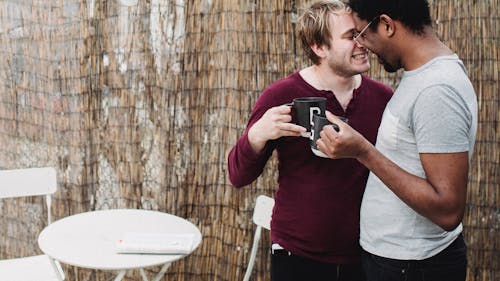 Free Happy Men Being Affectionate Stock Photo