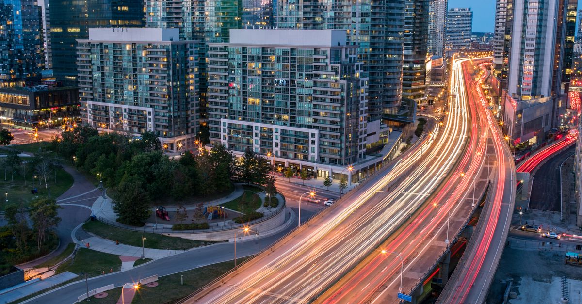 Toronto rental condo towers as rents in Canada fall for the first time since the pandemic