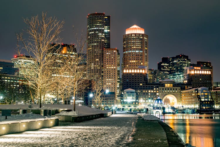 City Buildings During Night Time