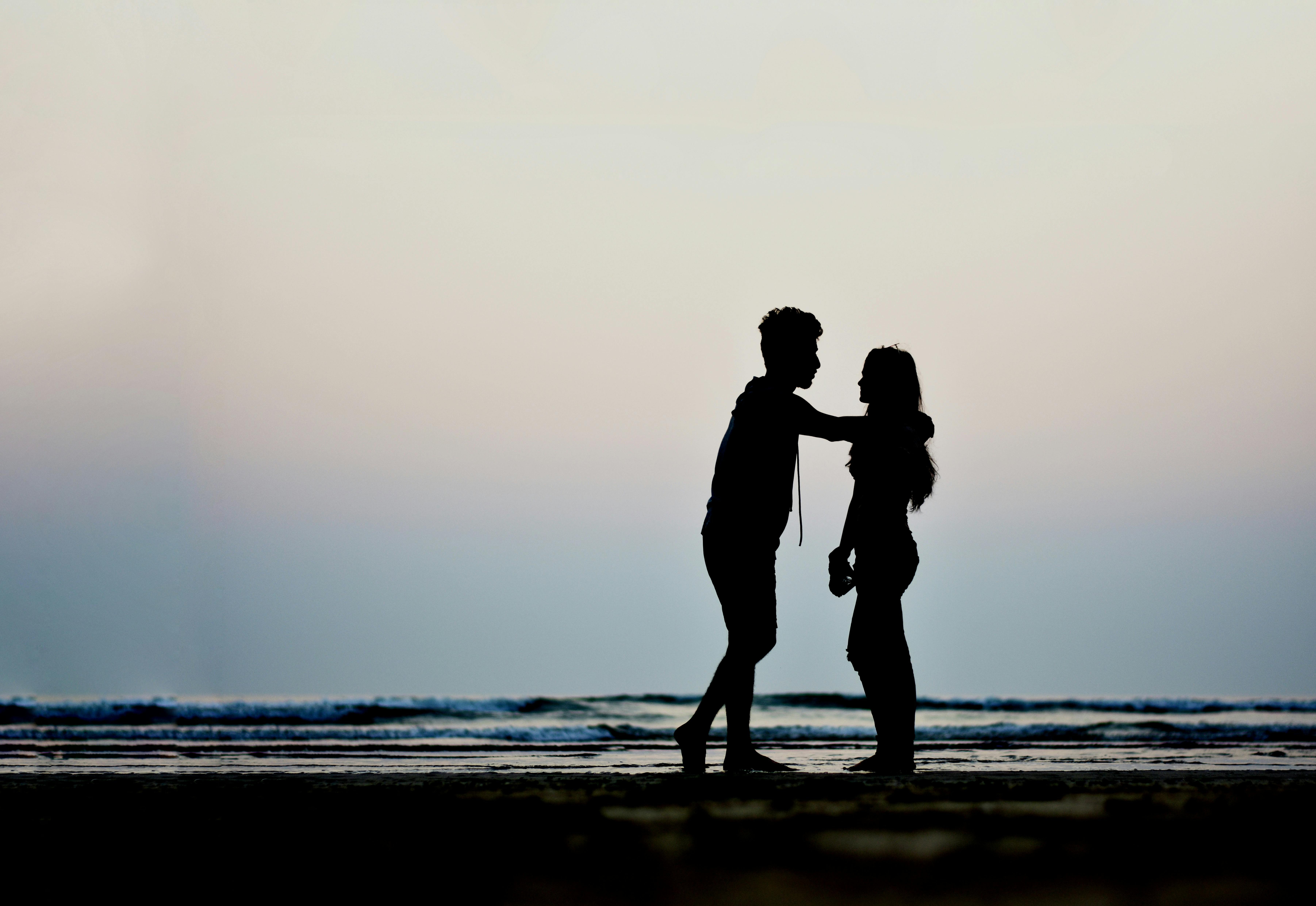 Silhouette of Man and Woman on Beach · Free Stock Photo