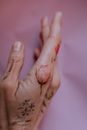 Photo of Flower Tattoos on Person's Right Hand