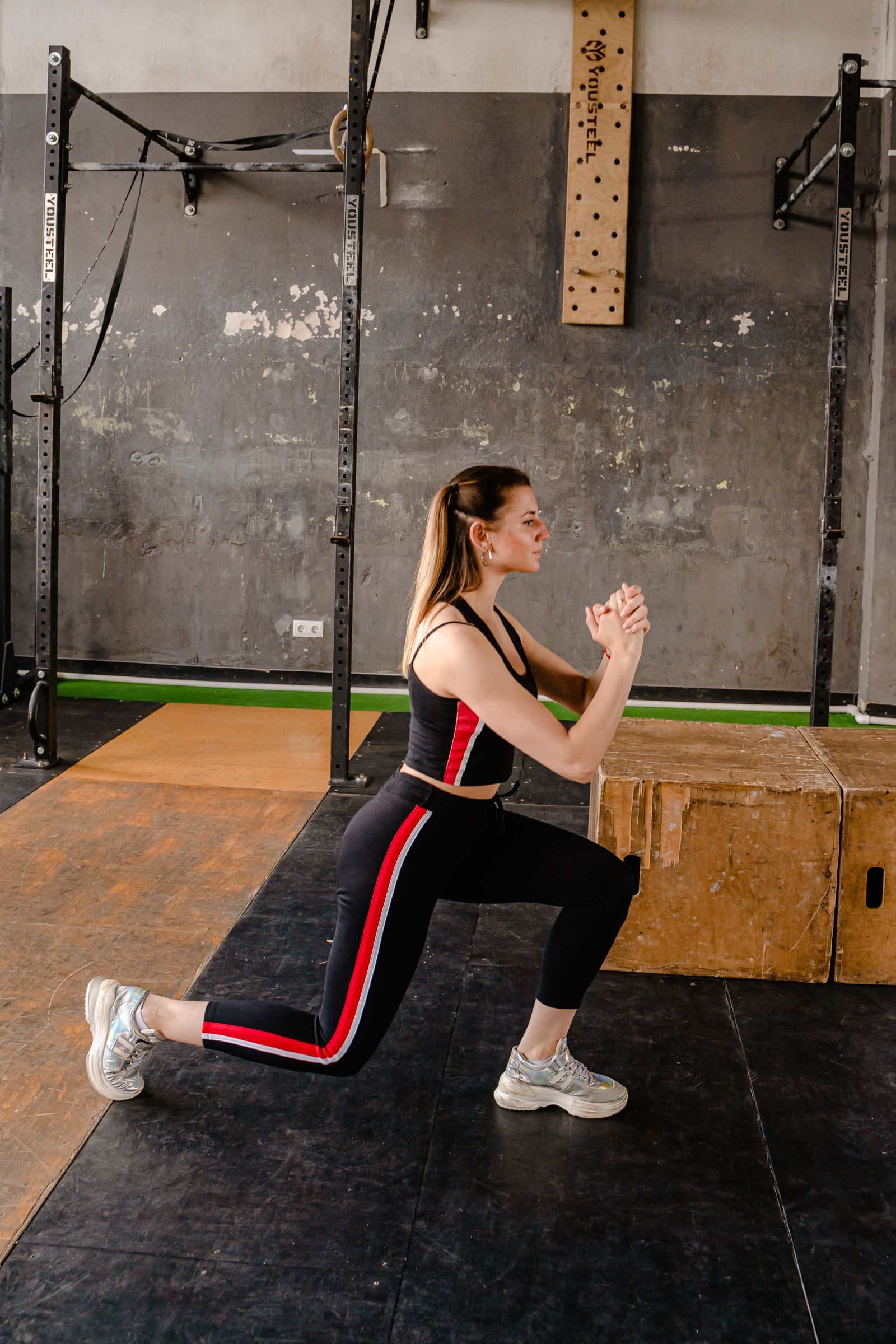 Woman wearing performance activewear during a gym training session