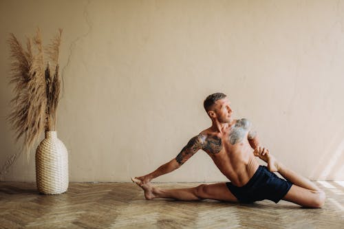 Shirtless Man Doing Yoga