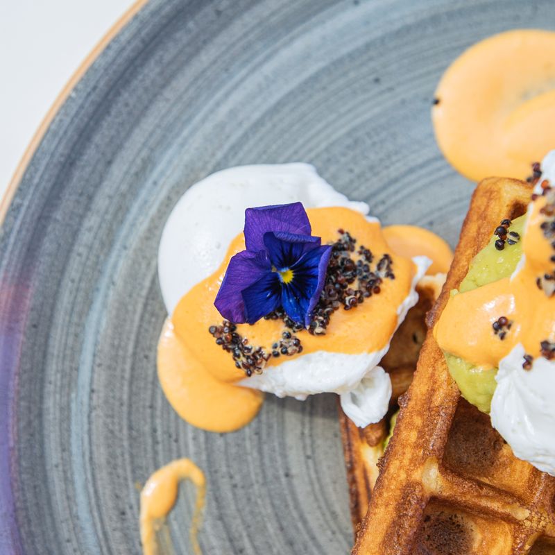 Air Fryer Halloumi and Herb Waffles