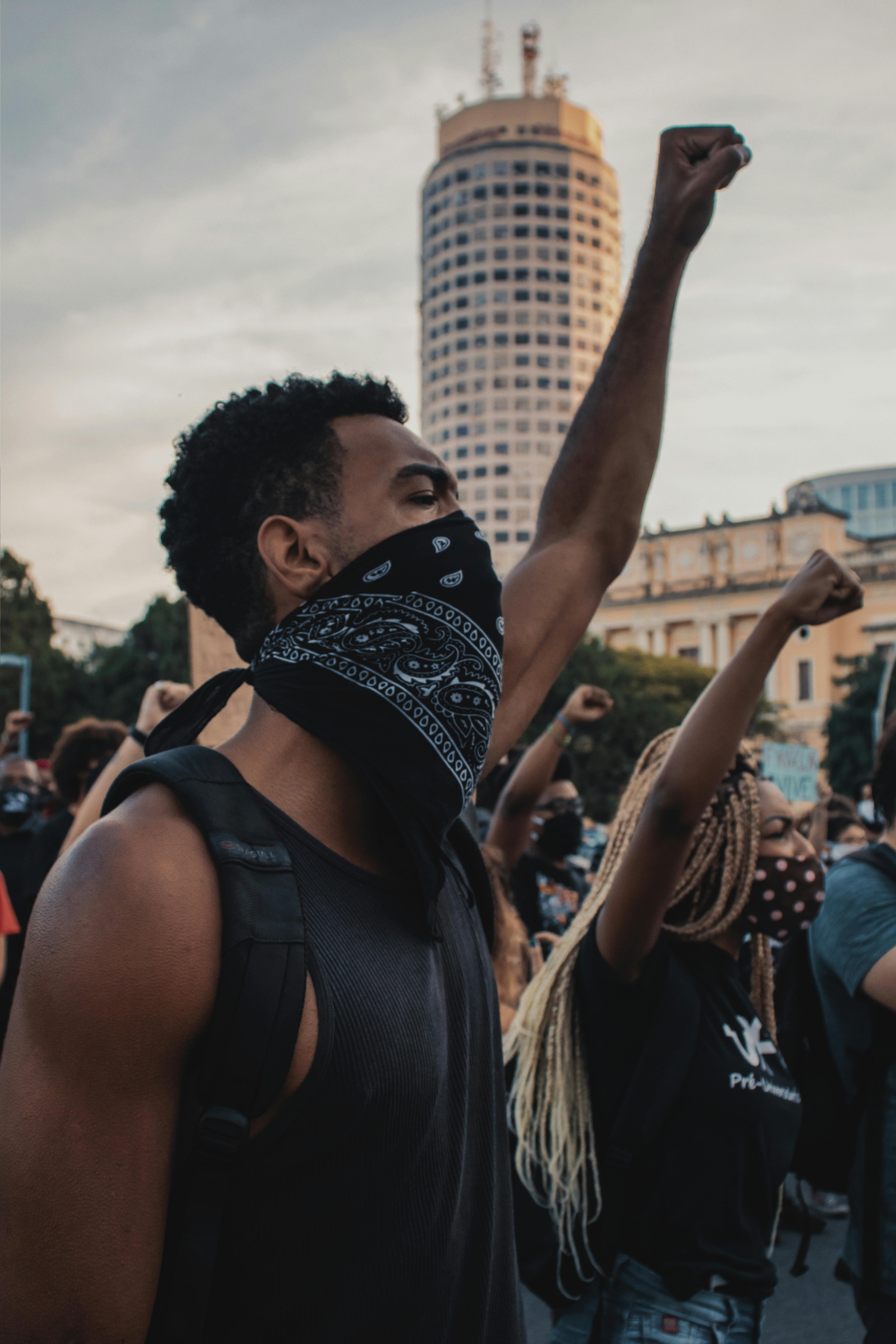 people protesting in a rally