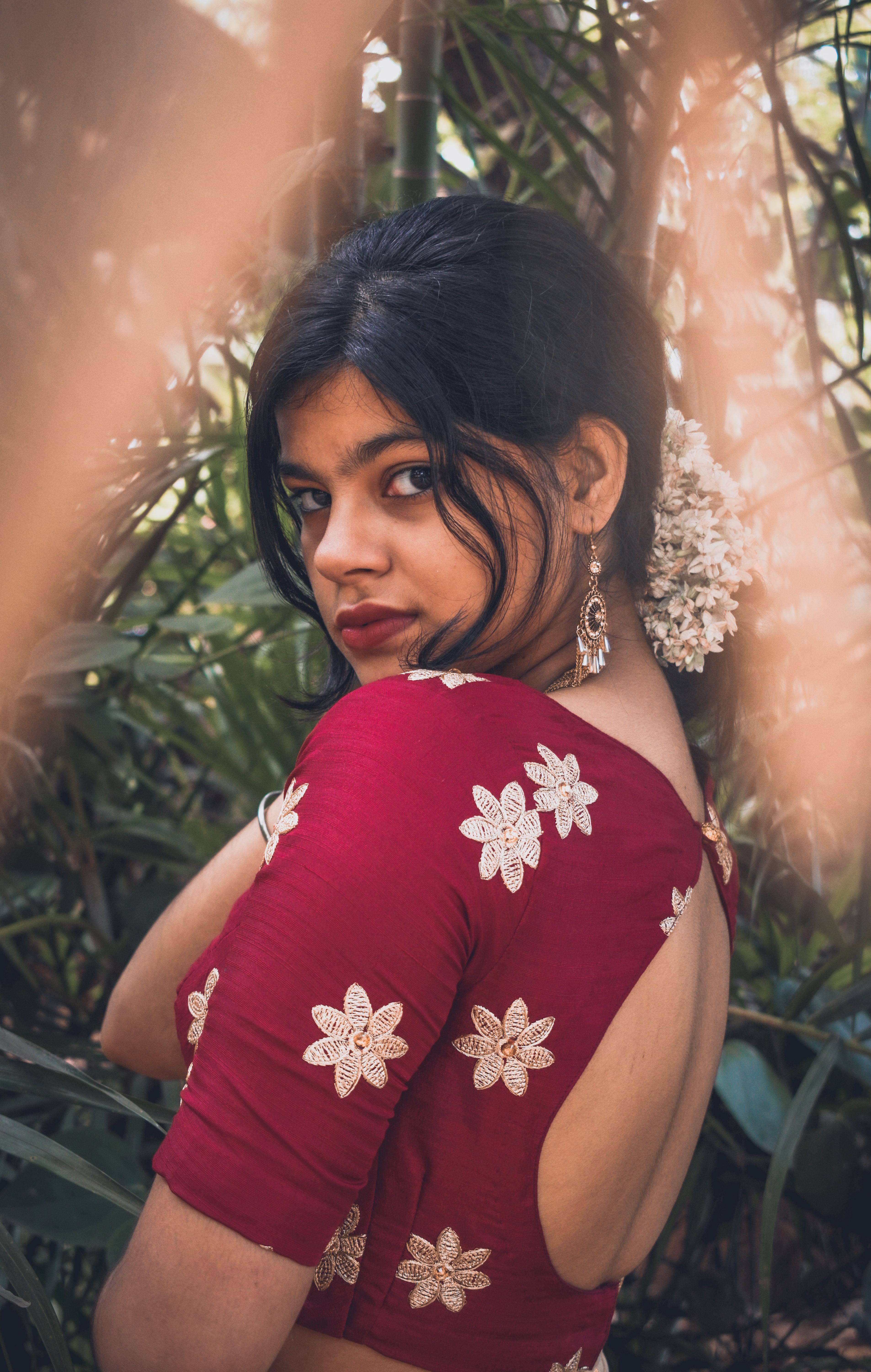 Woman in Red and White Floral Top · Free Stock Photo