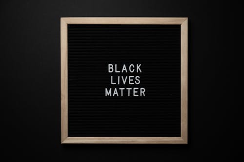Free Slogan Black Lives Matter on black board Stock Photo