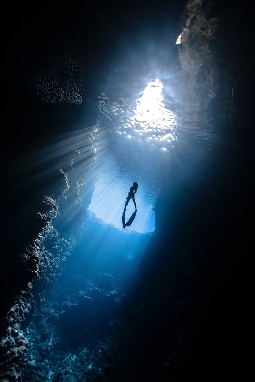 Free Scuba Diver Under Water Stock Photo