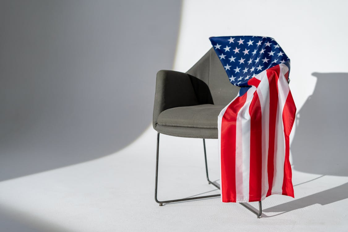Free American Flag on an Armchair Stock Photo