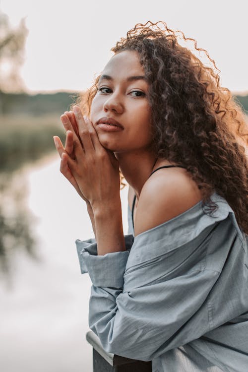 Photo Of Woman Wearing Blue Dress Shirt