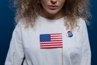 Woman With an American Flag