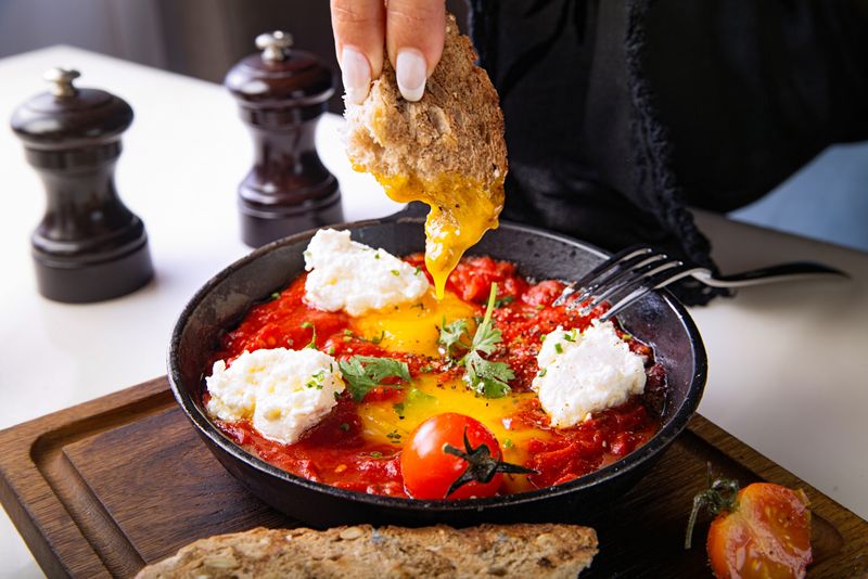 Seasonal shakshuka brunch plate at a Melbourne cafe
