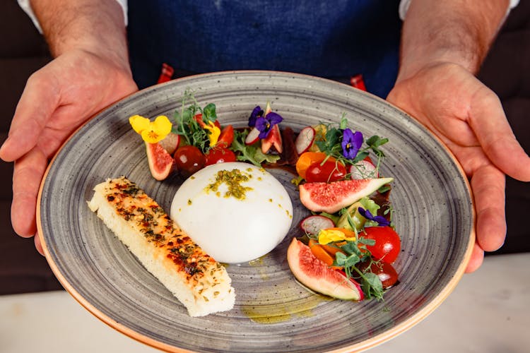 Hands Holding Plate Of Food