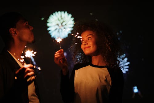 Couple Holding Sparklers