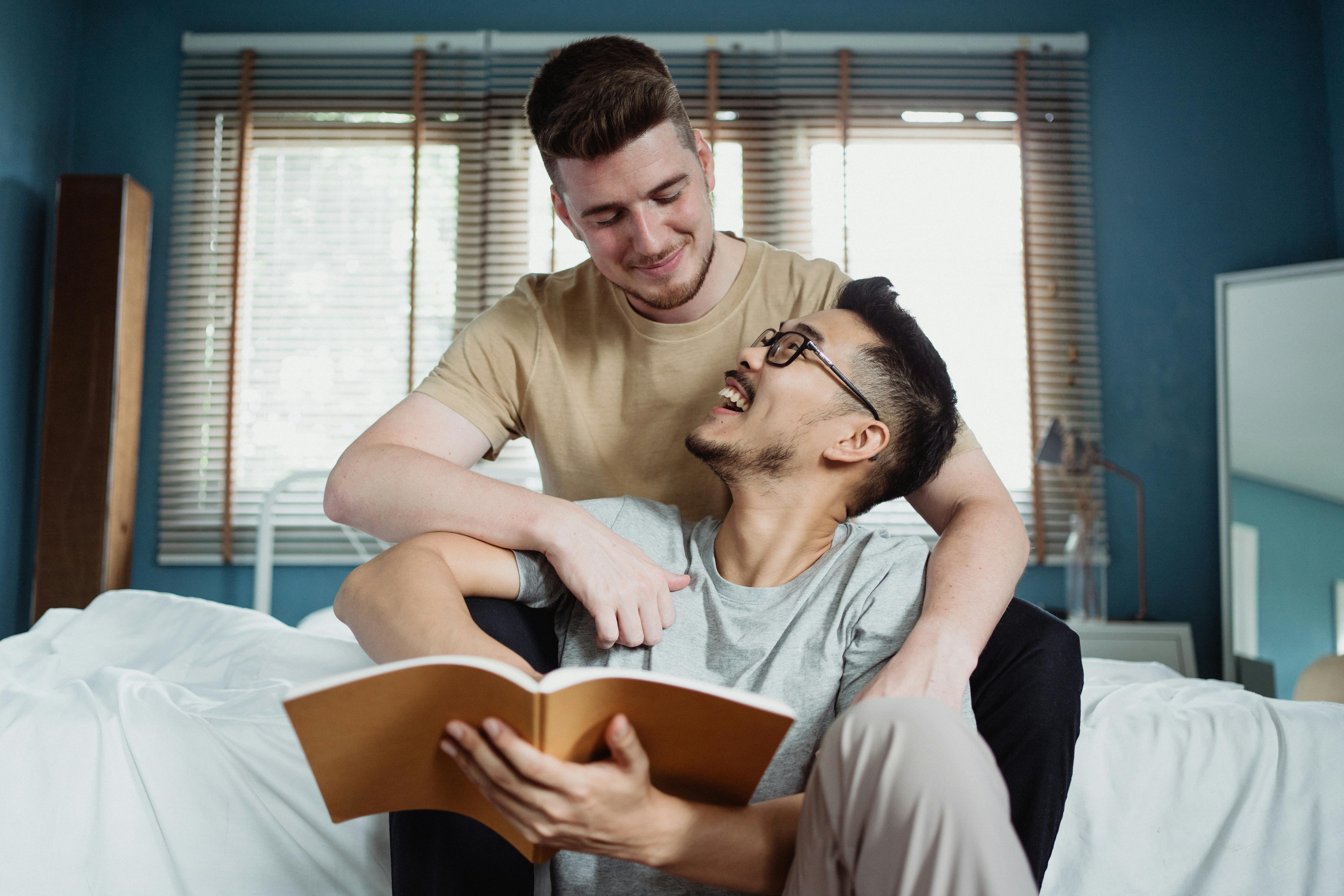 two men being affectionate