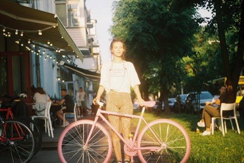 Peaceful with bicycle on street