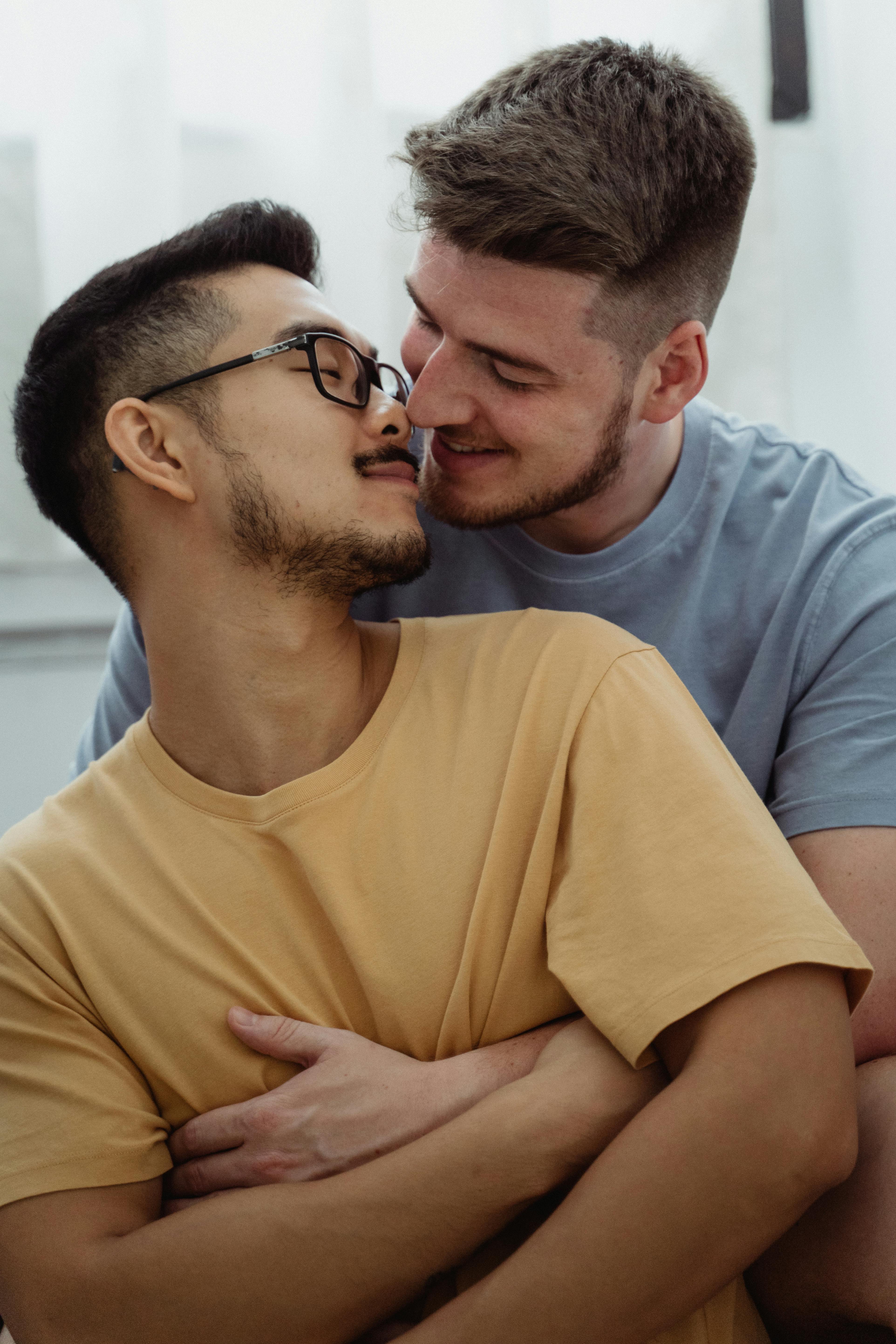 two men being affectionate