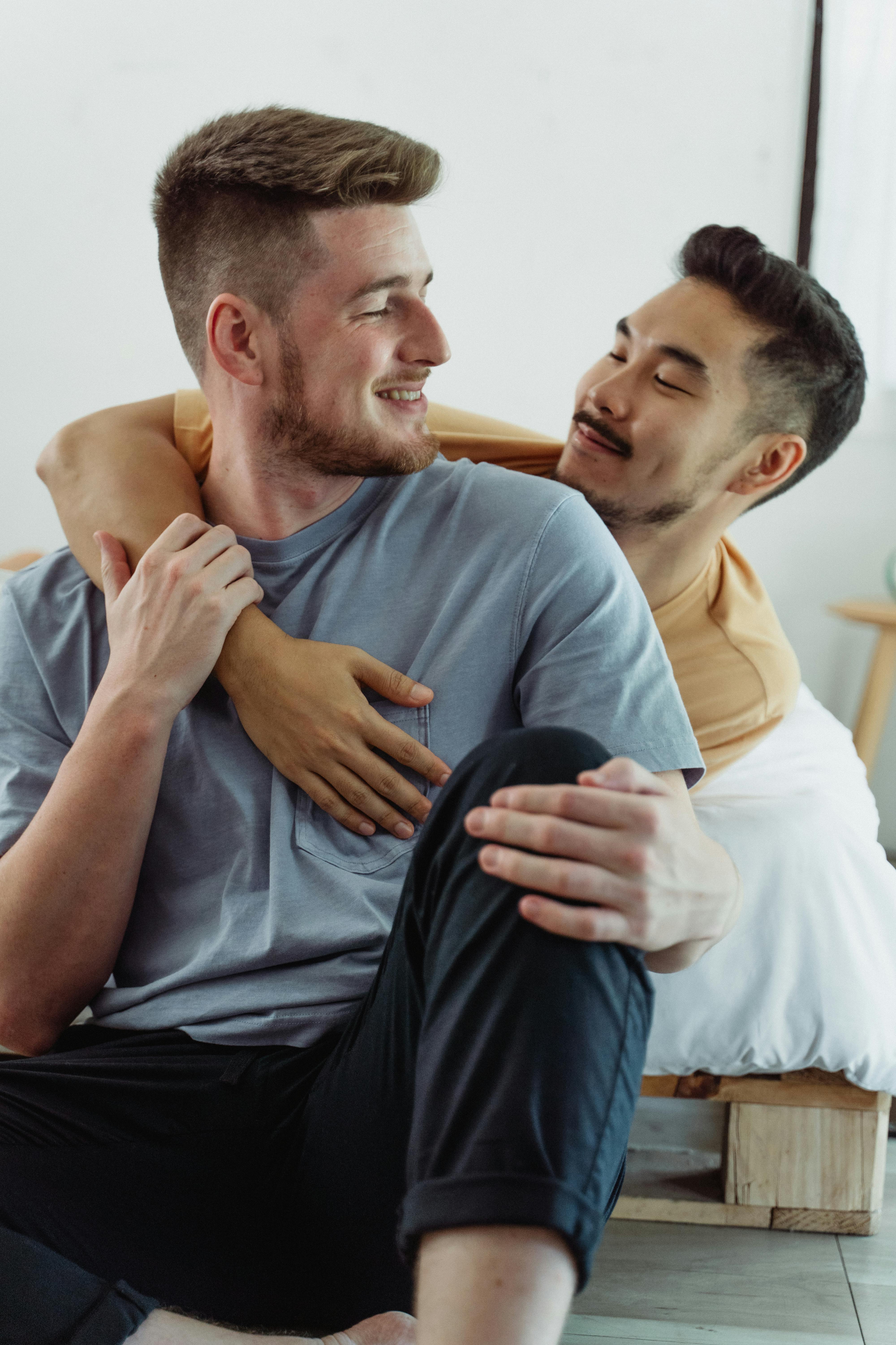 two men looking at each other