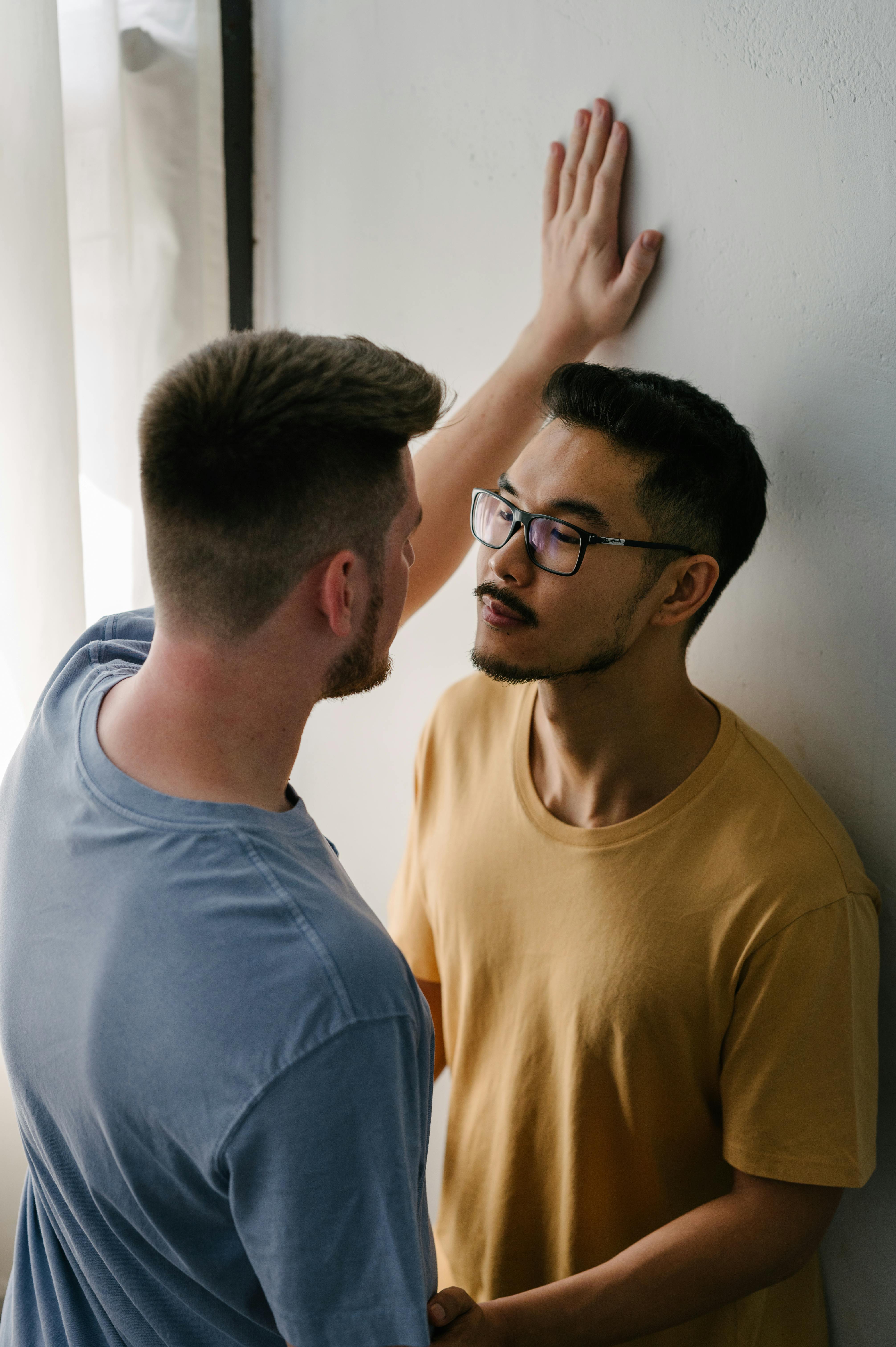 two men looking at each other