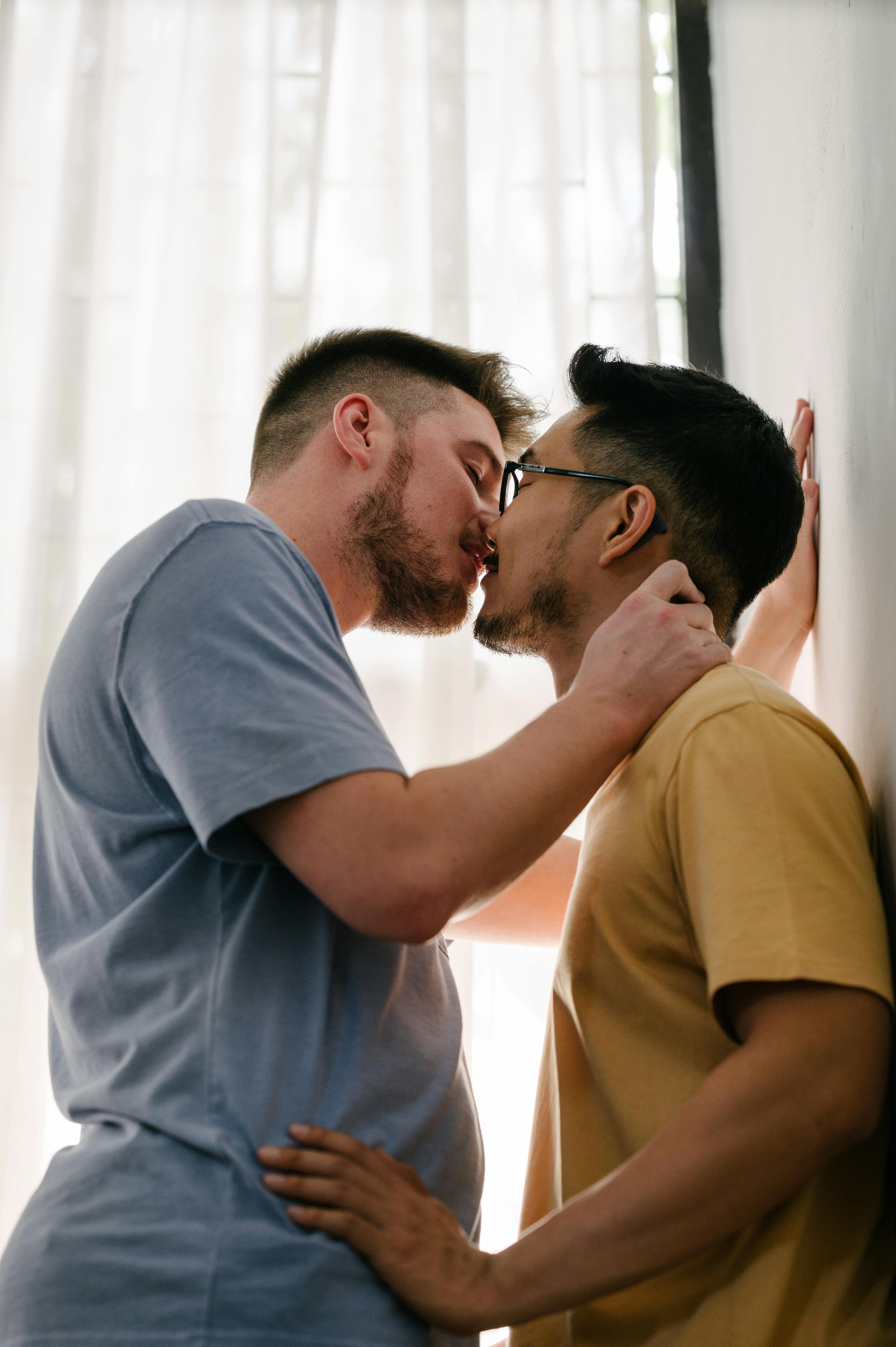 two men kissing