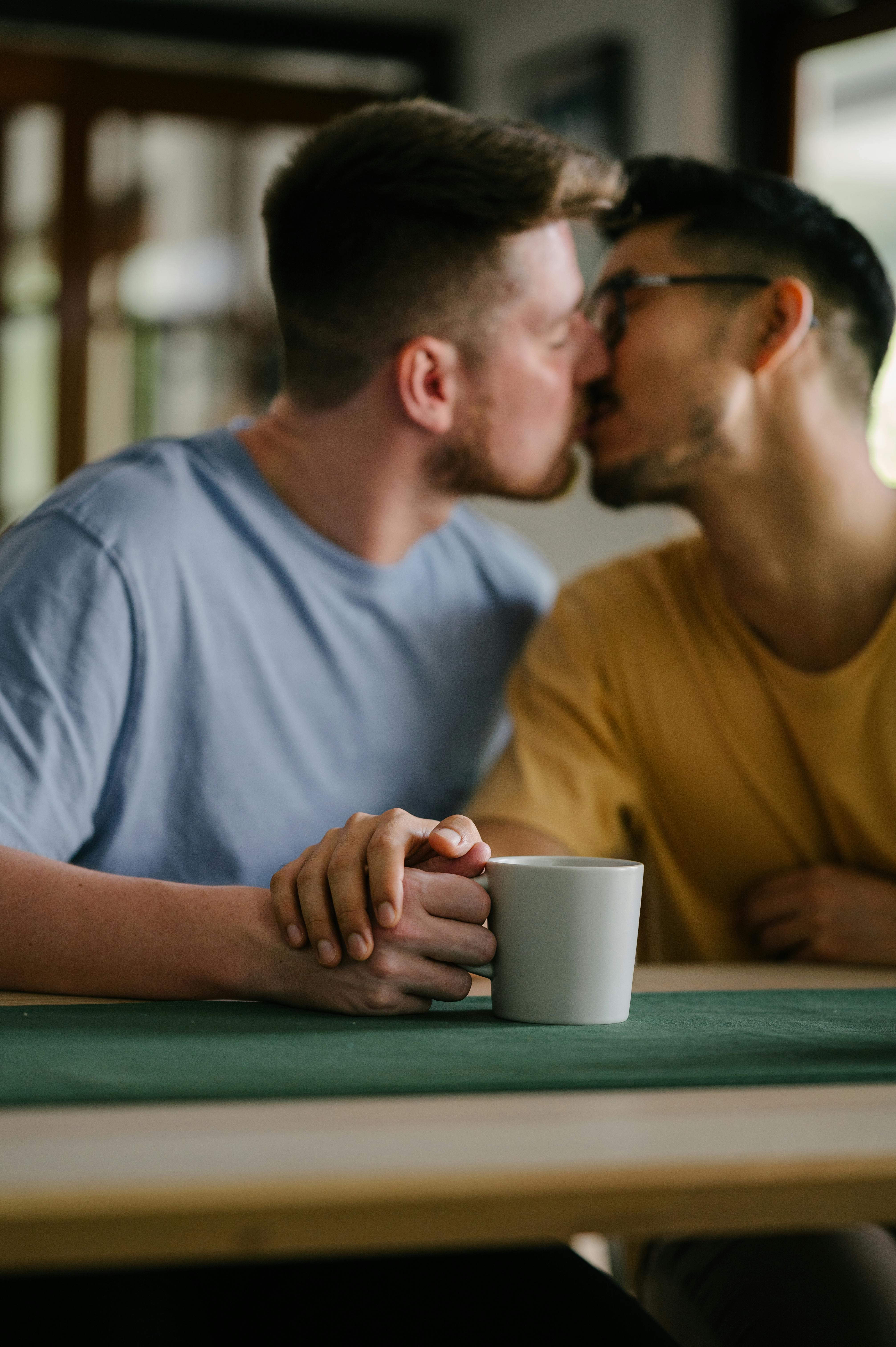 two men kissing