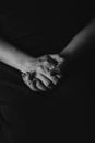 Grayscale Photo of Persons Hands