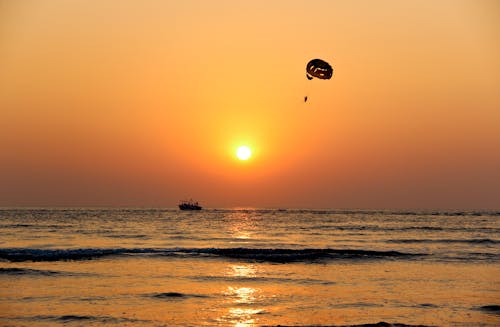 Long-angle Silhouette Photography of Paraglider
