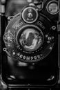 Camera Lens in Grayscale Photography