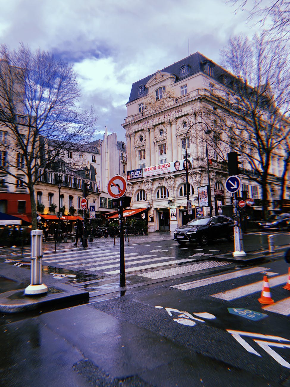 Rainy city street at night