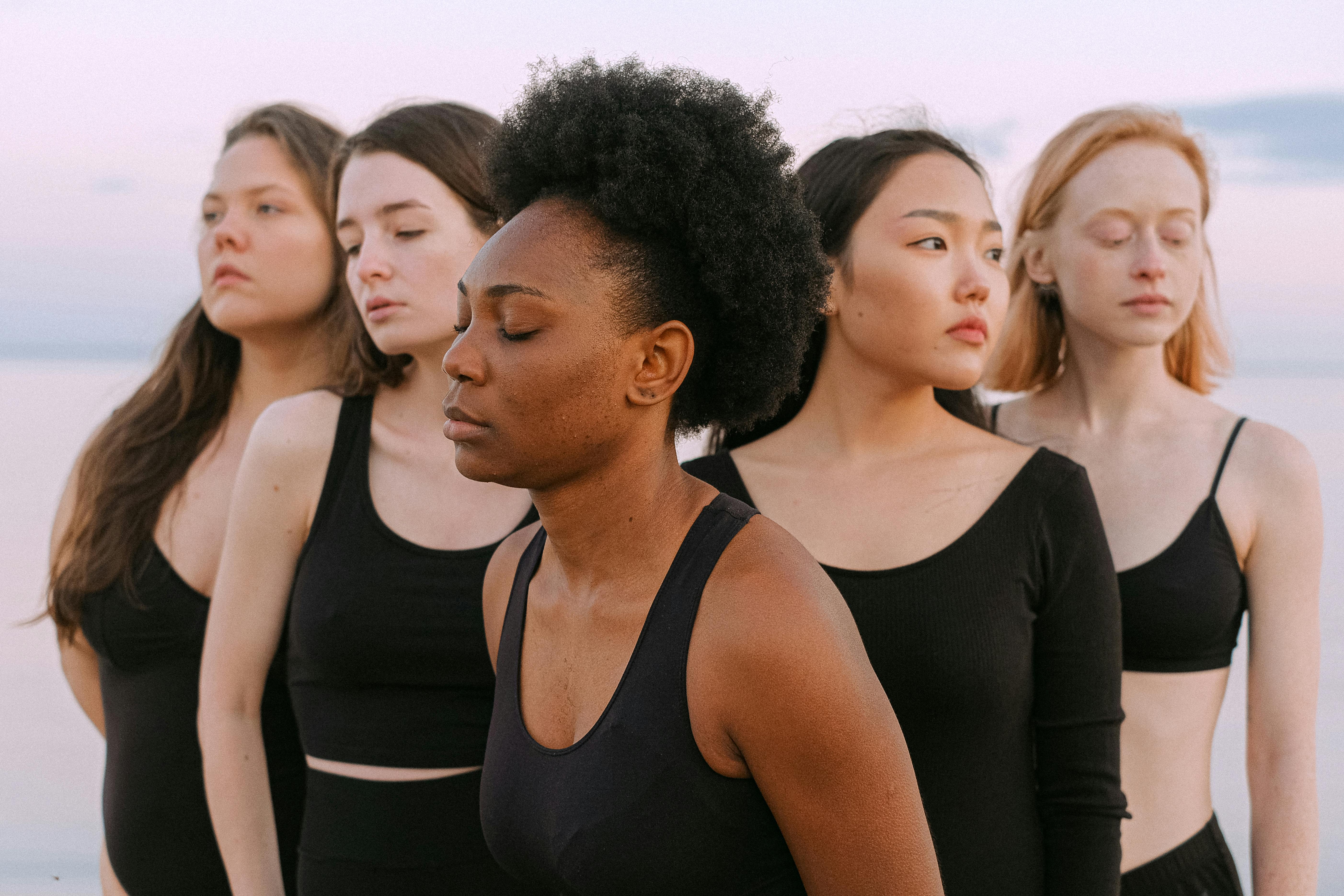 group of women in black clothes