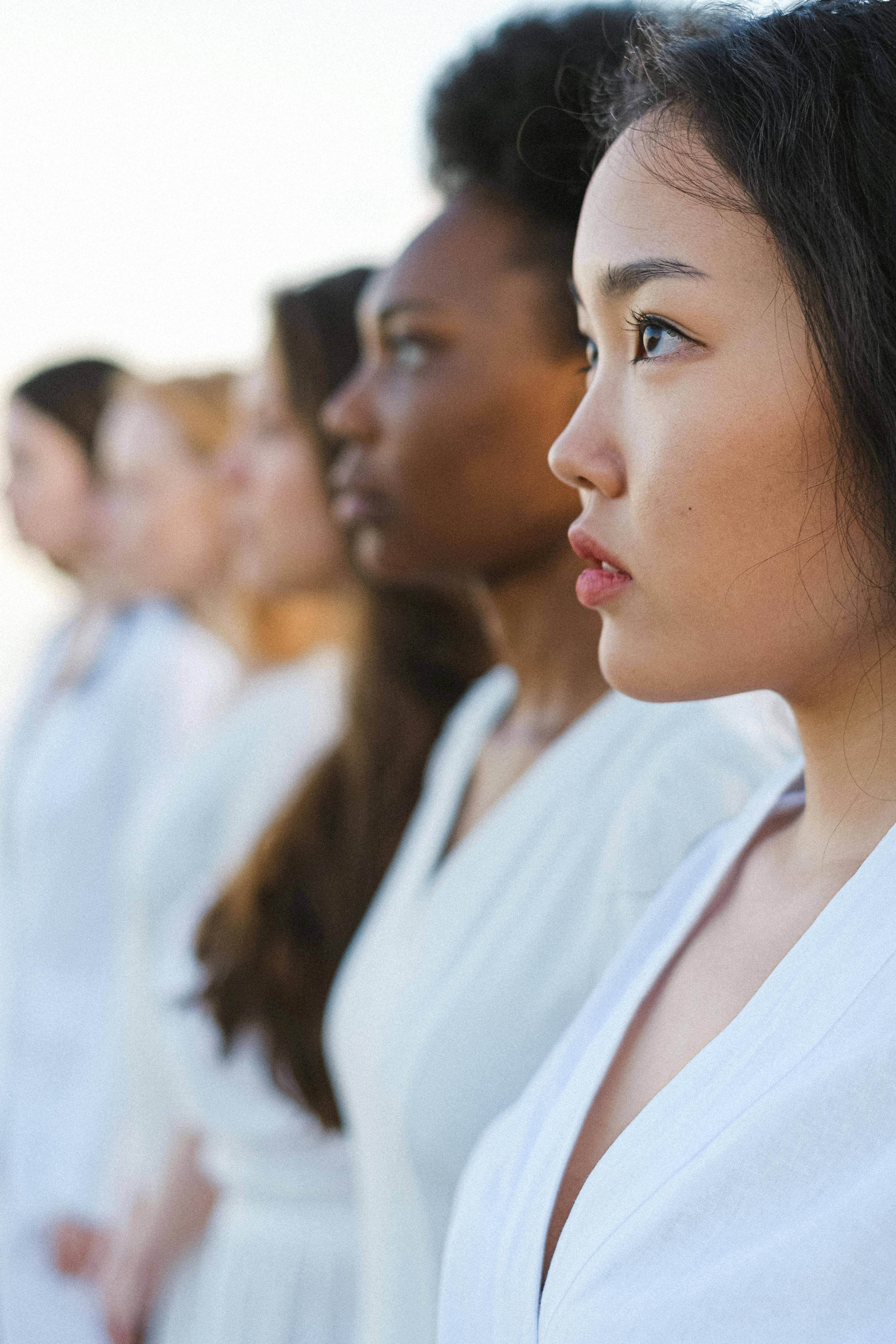 women in white dress shirt