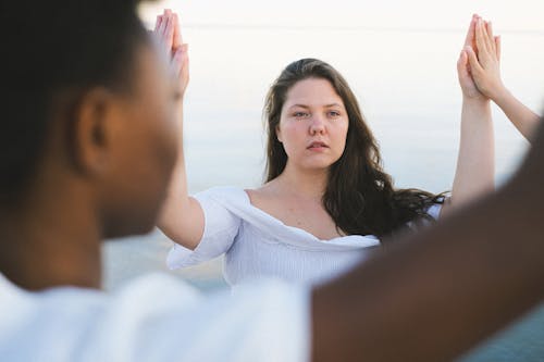 Woman With Hands Raised Up 