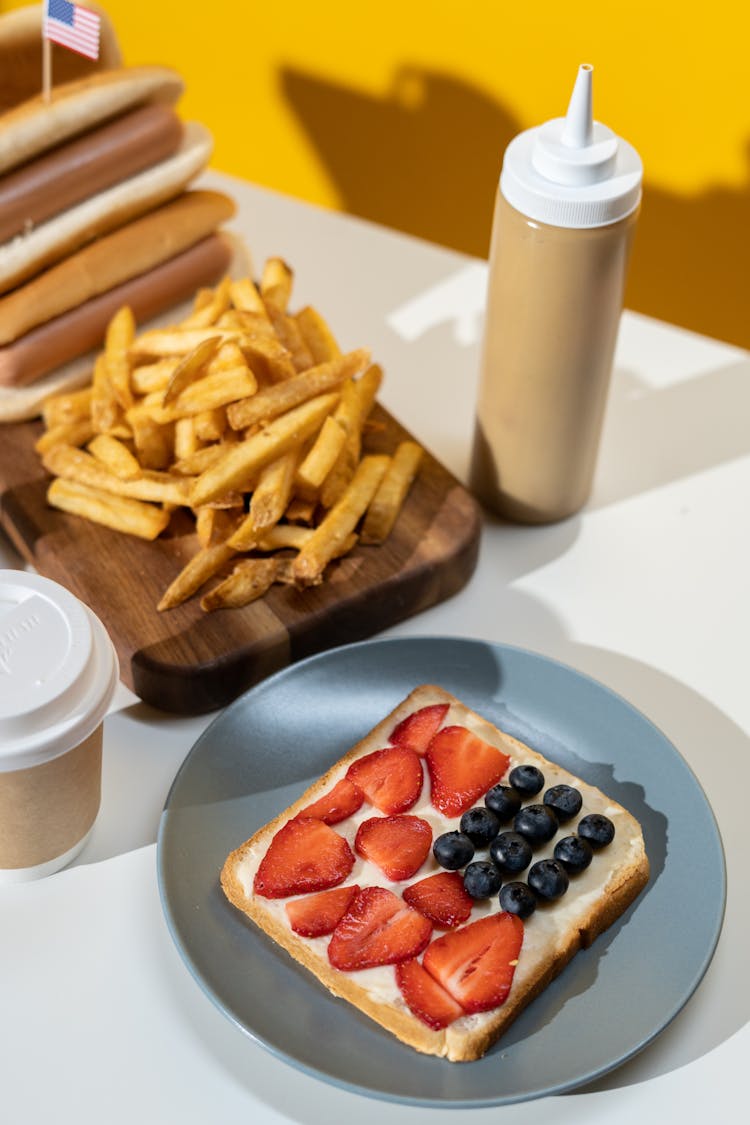 Fries And French Toast On Table