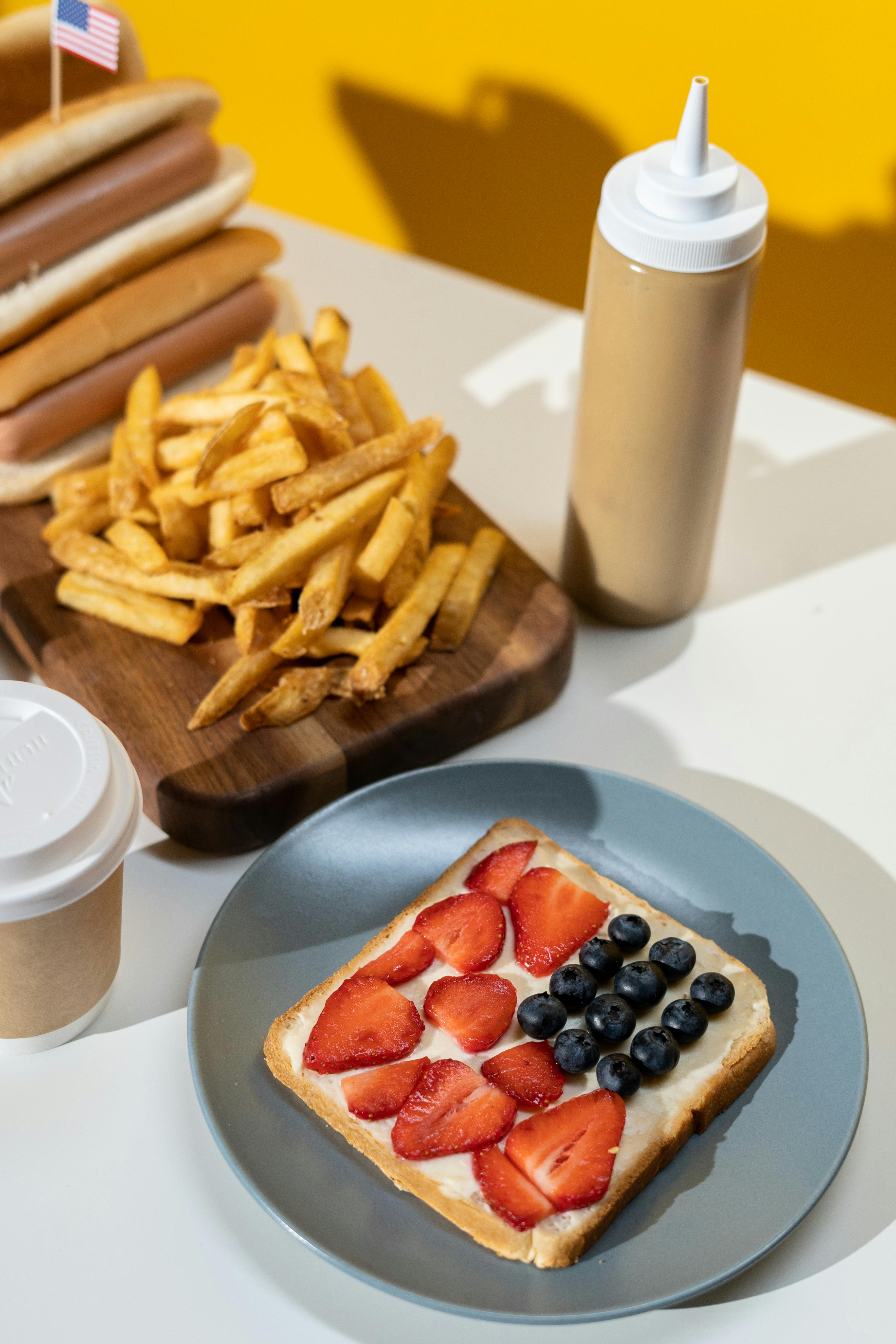 Fries and French Toast on Table \u00b7 Free Stock Photo