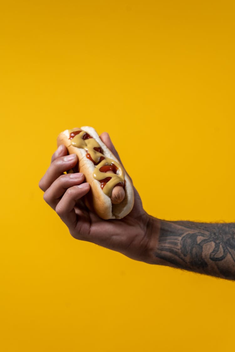 Person Holding Hotdog