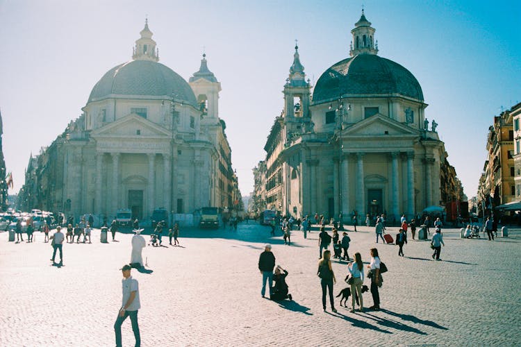 People At The Piazza Del Popolo In Rome