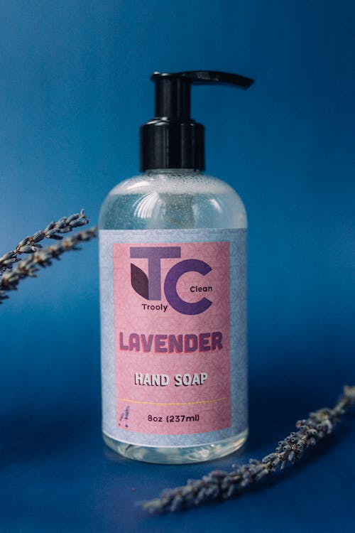 Free Lavender Hand Liquid Soap On Pump Bottle Stock Photo