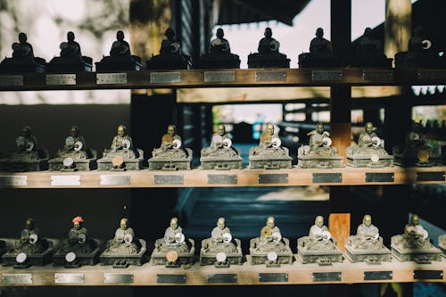 Shelves of Miniature Buddha Statues in the Daishoin Temple on Miyajima Island