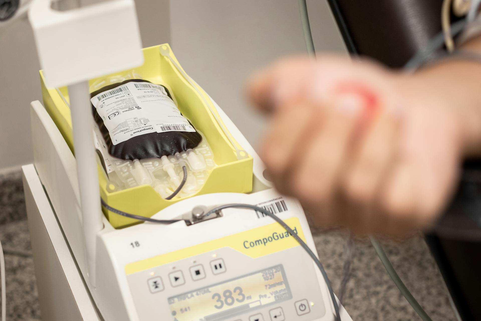 A Blood Bag on a Blood Collection Monitor