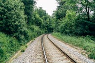 Train Rail Near Green Trees