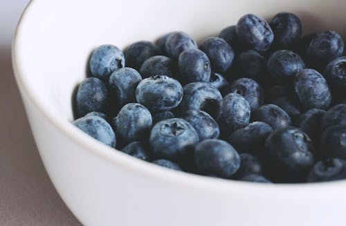 Blueberries on White Ceramic Bowl